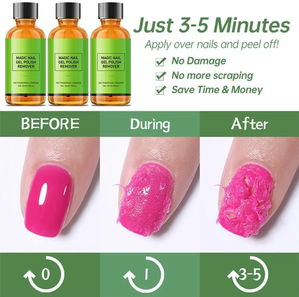 لاک پاک کن ژلی، لاک پاک کن سریع و آسان Azonee برای ناخن، لاک پاک کن جادویی حرفه ای، لاک ژل را در 3-5 دقیقه پاک می کند (30 میلی لیتر)