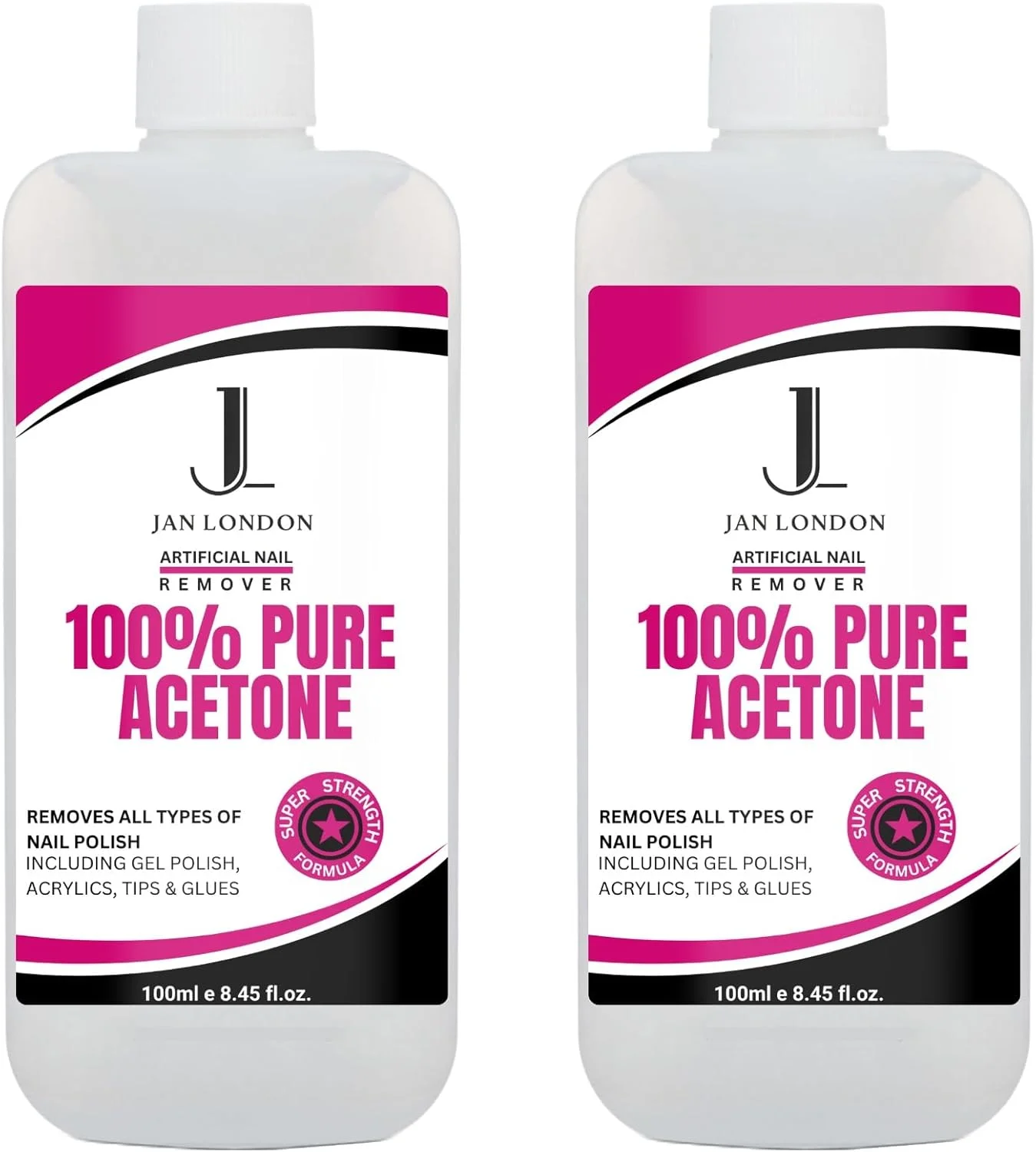 پاک کننده لاک ناخن استون 100% خالص JAN LONDON برای ژل UV/LED، ناخن های اکریلیک و خیساندن لاک ناخن - فرمول قوی و سریع الاثر، 2 عدد 100 میلی لیتری پاک کننده لاک ناخن استون 100% خالص JAN LONDON برای ژل UV/LED، ناخن های اکریلیک و خیساندن لاک ناخن - فرمول قوی و سریع الاثر، 2 عدد 100 میلی لیتری
