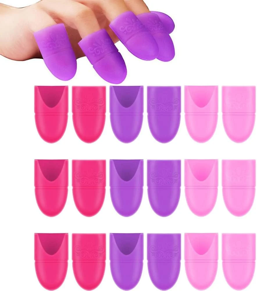کلاهک های ناخن پوشیدنی SYOSI، پاک کننده لاک ناخن ژلی سیلیکونی، روکش پاک کننده، کلاهک های خیساندنی قابل استفاده مجدد در رنگ های بنفش، گلگون و صورتی برای لوازم ناخن DIY برای خانه و سالن حرفه ای 30 عدد