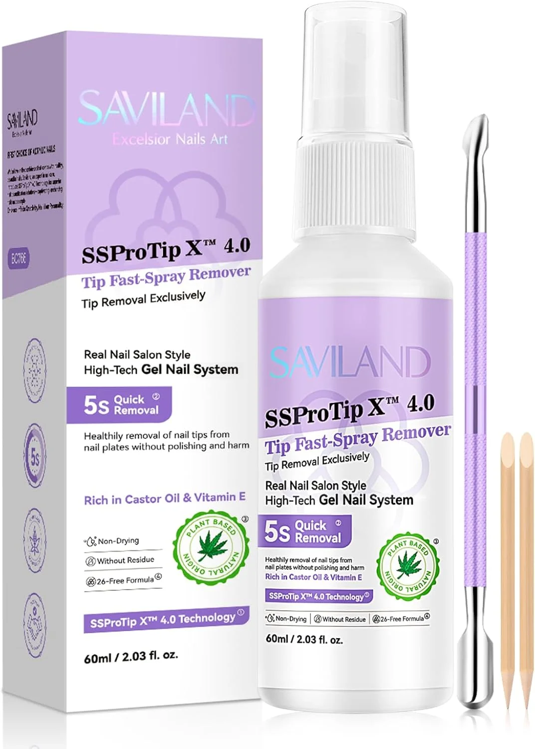 اسپری ریموور چسب ناخن مصنوعی SAVILAND SSProTip X: 60 میلی لیتر، ریمو سریع | بدون بو و بدون استون | ریموور چسب ژل ناخن برای ناخن های مصنوعی، ژل ناخن، روغن کرچک VE، ریموور سریع 5 ثانیه ای، استفاده آسان در منزل اسپری ریموور چسب ناخن مصنوعی SAVILAND SSProTip X: 60 میلی لیتر، ریمو سریع | بدون بو و بدون استون | ریموور چسب ژل ناخن برای ناخن های مصنوعی، ژل ناخن، روغن کرچک VE، ریموور سریع 5 ثانیه ای، استفاده آسان در منزل