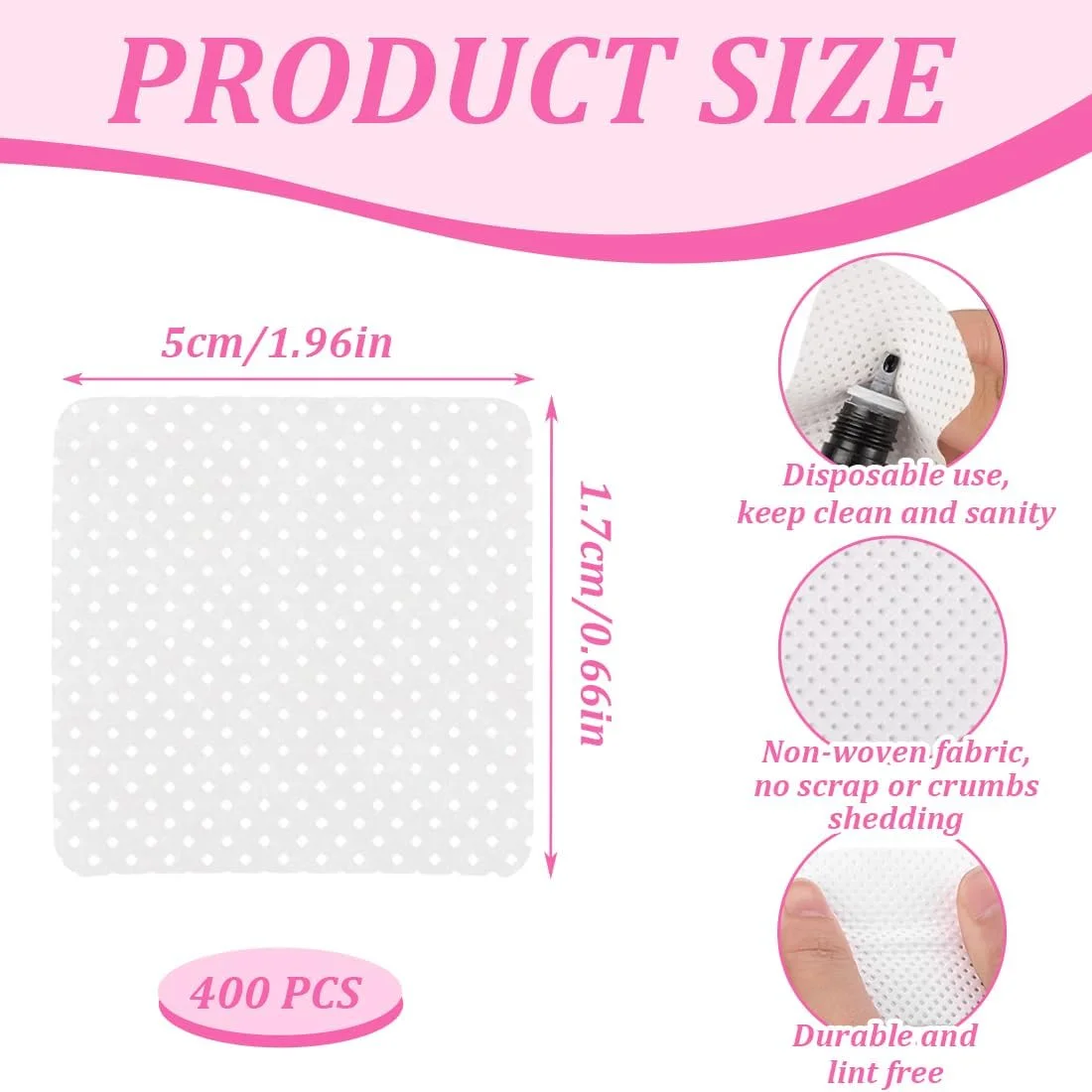 پک 400 عددی پد پنبه ای ناخن بدون پرز OUDQFCJ، دستمال مرطوب ناخن بدون پرز، پد پنبه ای دستمال مرطوب ناخن، پاک کننده لاک ناخن برای ناخن های ژلی تمیزتر (سفید)