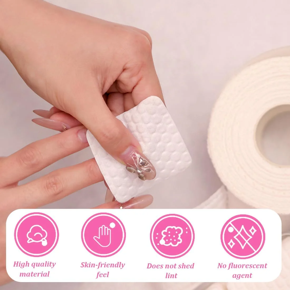 پک 400 عددی پد پنبه ای ناخن بدون پرز OUDQFCJ، دستمال مرطوب ناخن بدون پرز، پد پنبه ای دستمال مرطوب ناخن، پاک کننده لاک ناخن برای ناخن های ژلی تمیزتر (سفید)