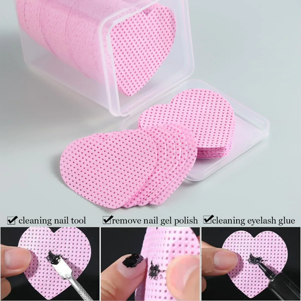 400 عدد پد ناخن بدون پرز، پدهای پاک کننده لاک ناخن طرح قلب، پارچه های تمیز کننده ناخن غیر بافته صورتی و سفید، پاک کننده چسب اکستنشن مژه جاذب، لوازم جانبی مراقبت از ناخن 400 عدد پد ناخن بدون پرز، پدهای پاک کننده لاک ناخن طرح قلب، پارچه های تمیز کننده ناخن غیر بافته صورتی و سفید، پاک کننده چسب اکستنشن مژه جاذب، لوازم جانبی مراقبت از ناخن