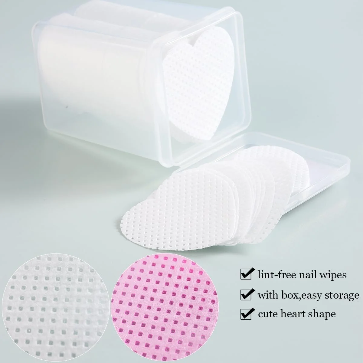 400 عدد پد ناخن بدون پرز، پدهای پاک کننده لاک ناخن طرح قلب، پارچه های تمیز کننده ناخن غیر بافته صورتی و سفید، پاک کننده چسب اکستنشن مژه جاذب، لوازم جانبی مراقبت از ناخن 400 عدد پد ناخن بدون پرز، پدهای پاک کننده لاک ناخن طرح قلب، پارچه های تمیز کننده ناخن غیر بافته صورتی و سفید، پاک کننده چسب اکستنشن مژه جاذب، لوازم جانبی مراقبت از ناخن