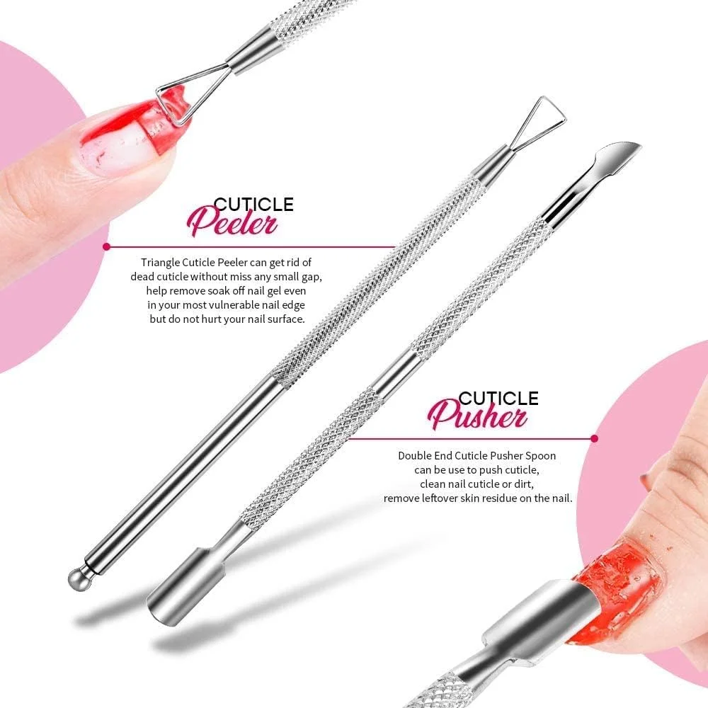 ست ابزار حذف لاک ژل ناخن، 10 عدد گیره ناخن صورتی، بطری 150 میلی لیتری پاک کننده لاک ناخن، 500 عدد پد پنبه ای پاک کننده، برس ناخن، عقب زننده کوتیکول، لایه بردار کوتیکول، سوهان ناخن، بافر بلاک