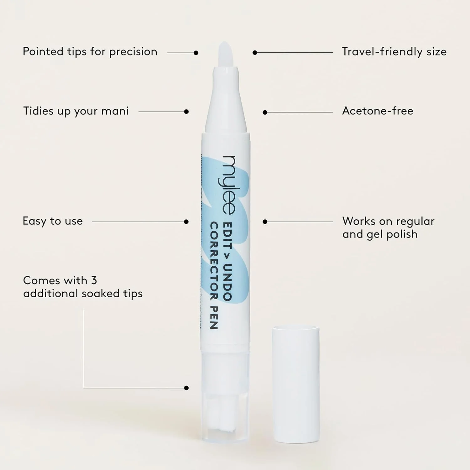 قلم اصلاح لاک ناخن قابل استفاده مجدد مایلی - مانیکور بی نقص برای همه - پاک کننده بدون استون به همراه نوک های جایگزین و نتایج عالی قلم اصلاح لاک ناخن قابل استفاده مجدد مایلی - مانیکور بی نقص برای همه - پاک کننده بدون استون به همراه نوک های جایگزین و نتایج عالی