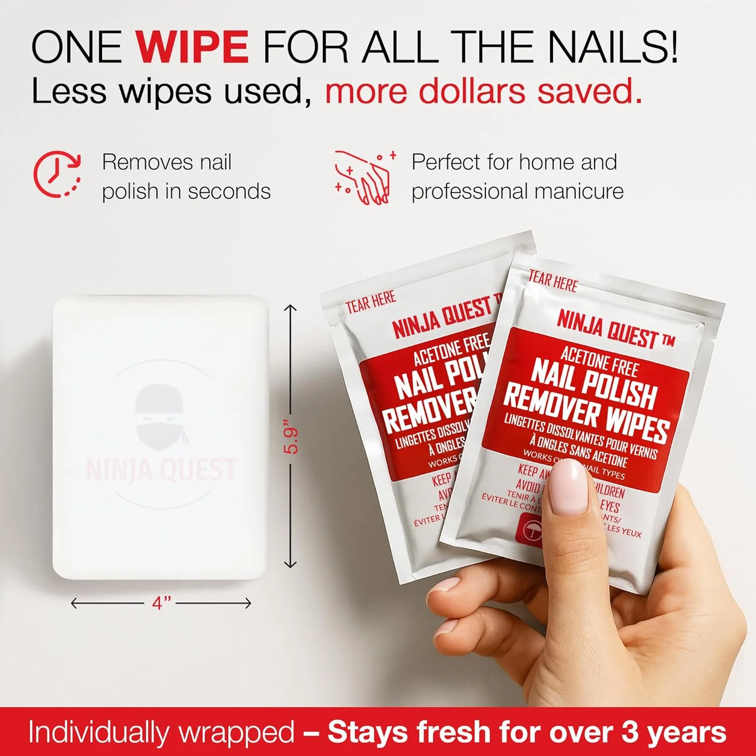 پدهای پاک کننده لاک ناخن - 100% بدون استون - بسته 50 عددی - بسته بندی تکی - دستمال مرطوب پاک کننده سریع لاک ناخن - کیت مسافرتی ناخن برای پاک کردن لاک ناخن در خانه و استفاده حرفه ای پدهای پاک کننده لاک ناخن - 100% بدون استون - بسته 50 عددی - بسته بندی تکی - دستمال مرطوب پاک کننده سریع لاک ناخن - کیت مسافرتی ناخن برای پاک کردن لاک ناخن در خانه و استفاده حرفه ای