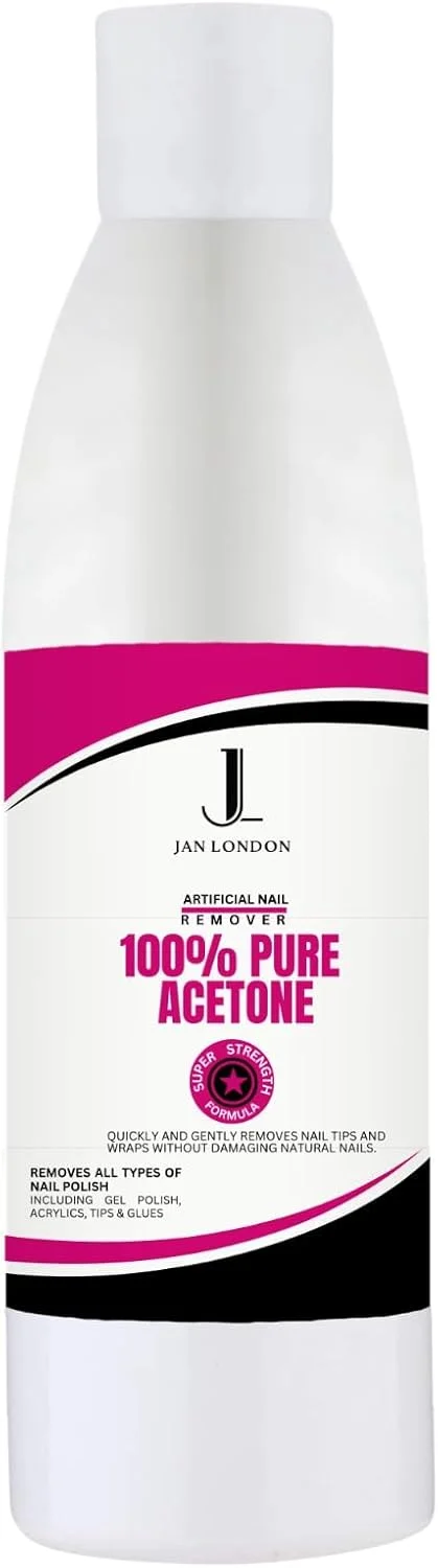محلول لاک پاک کن 100% استون خالص JAN LONDON برای ژل UV/LED، ناخن های اکریلیک و لاک ناخن - فرمول قوی و سریع الاثر، 1 لیتر محلول لاک پاک کن 100% استون خالص JAN LONDON برای ژل UV/LED، ناخن های اکریلیک و لاک ناخن - فرمول قوی و سریع الاثر، 1 لیتر