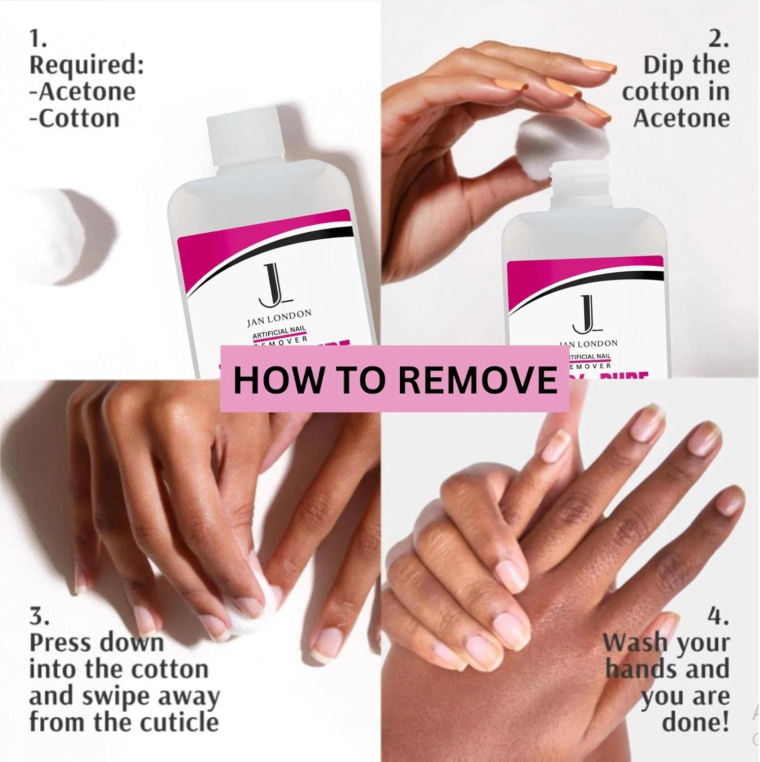 محلول پاک کننده لاک ناخن ۱۰۰٪ استون خالص JAN LONDON برای ژل UV/LED، ناخن های اکریلیک و خیساندن لاک ناخن - فرمول قوی و سریع الاثر، ۱۰۰ میلی لیتر محلول پاک کننده لاک ناخن ۱۰۰٪ استون خالص JAN LONDON برای ژل UV/LED، ناخن های اکریلیک و خیساندن لاک ناخن - فرمول قوی و سریع الاثر، ۱۰۰ میلی لیتر