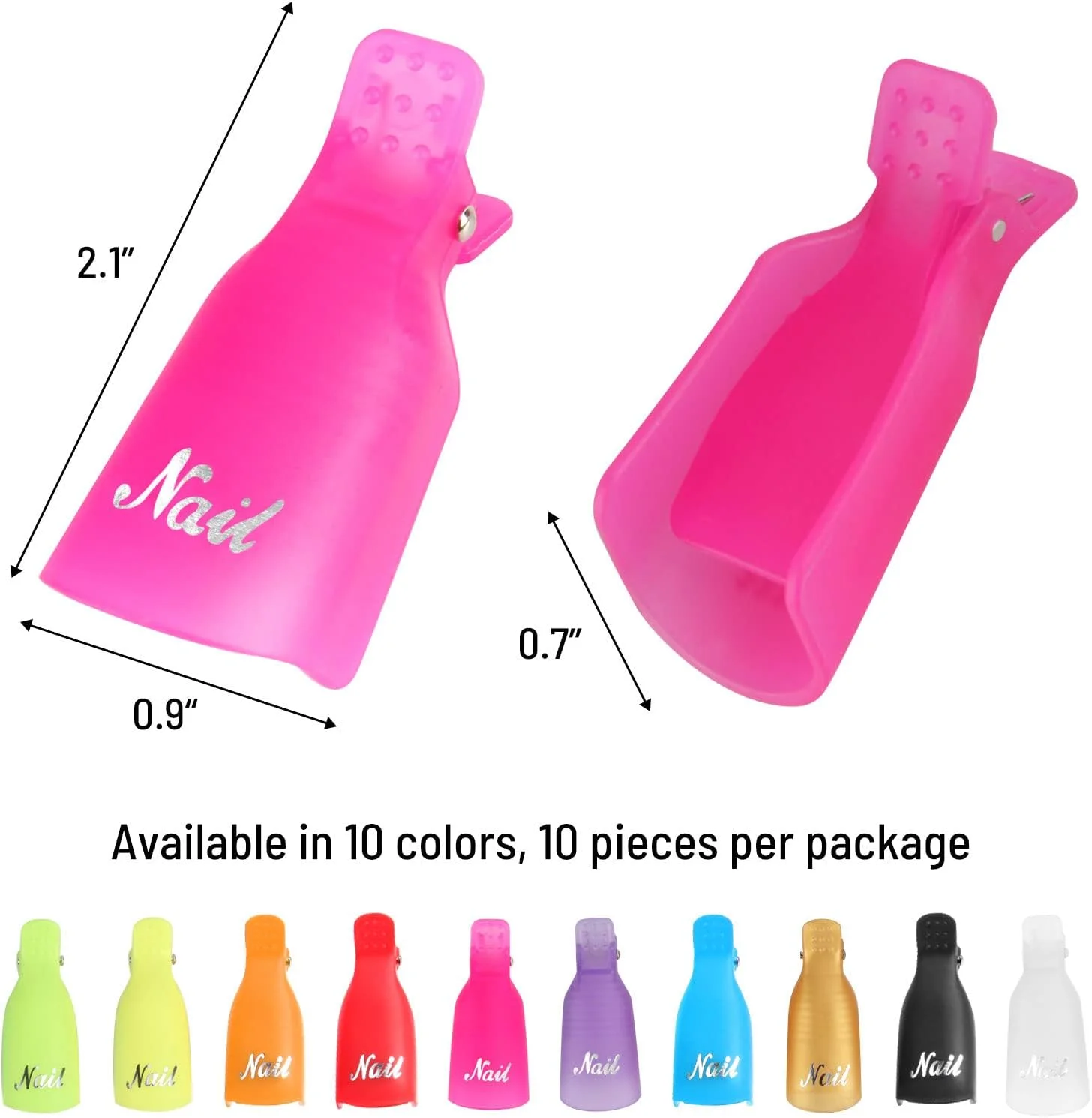 GFHFRTHA بسته 10 عددی گیره درپوش خیساندن لاک ژل ناخن اکریلیک پلاستیکی، ابزار پاک کننده لاک ژل UV، گیره پاک کننده لاک ژل برای برداشتن لاک ناخن (صورتی)