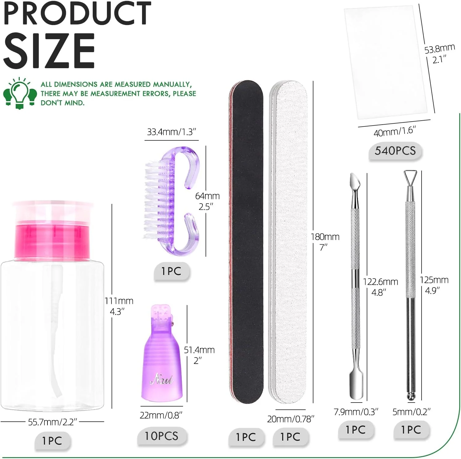 ست ابزار 556 عددی پاک کننده لاک ژل Keadic شامل پدهای پنبه ای پاک کننده ناخن، گیره ناخن، بطری خالی 180 میلی لیتری، برس تمیز کننده، پوست کن کوتیکول، سوهان ناخن، بافر بلاک (بنفش)