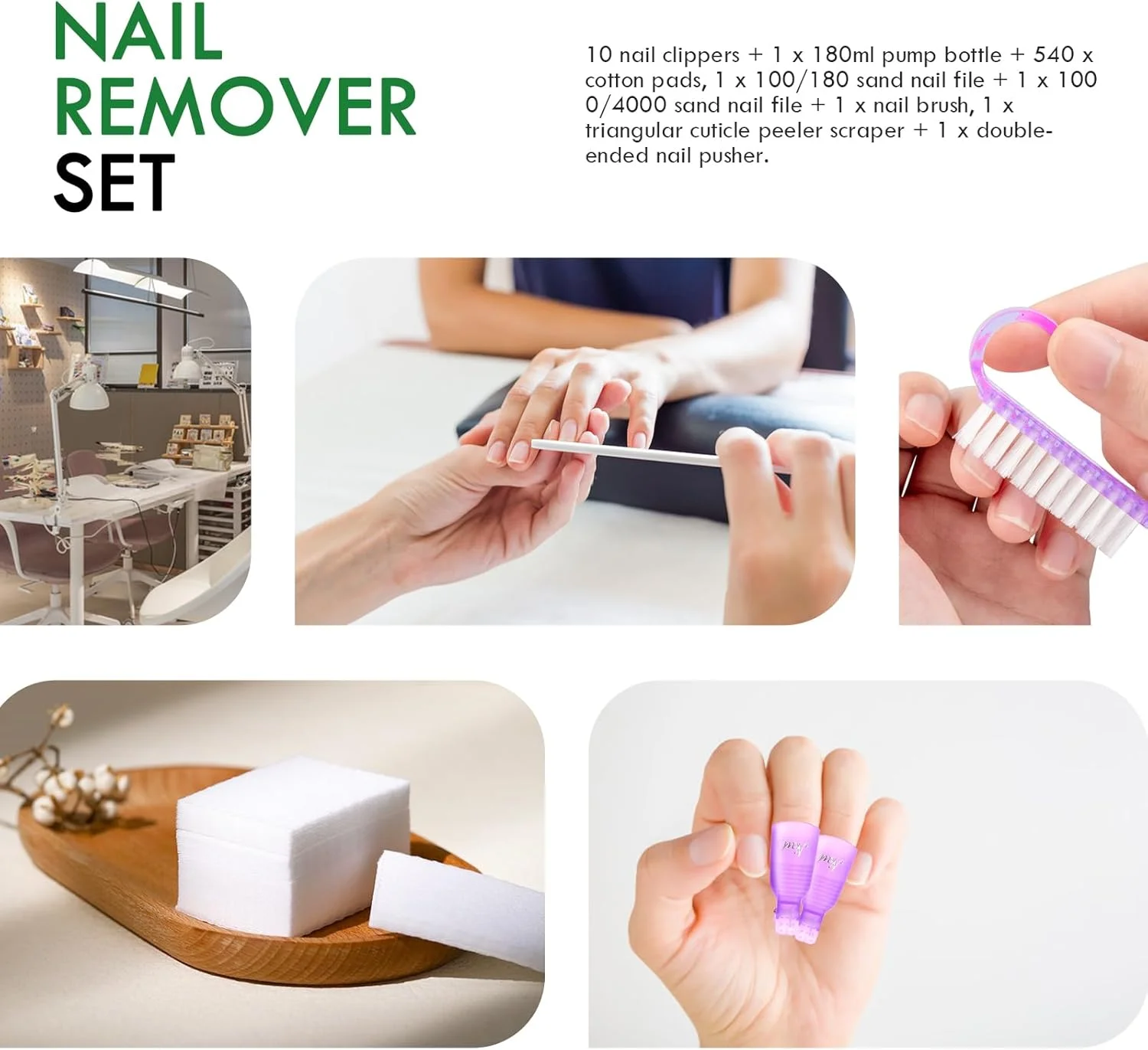 ست ابزار 556 عددی پاک کننده لاک ژل Keadic شامل پدهای پنبه ای پاک کننده ناخن، گیره ناخن، بطری خالی 180 میلی لیتری، برس تمیز کننده، پوست کن کوتیکول، سوهان ناخن، بافر بلاک (بنفش)