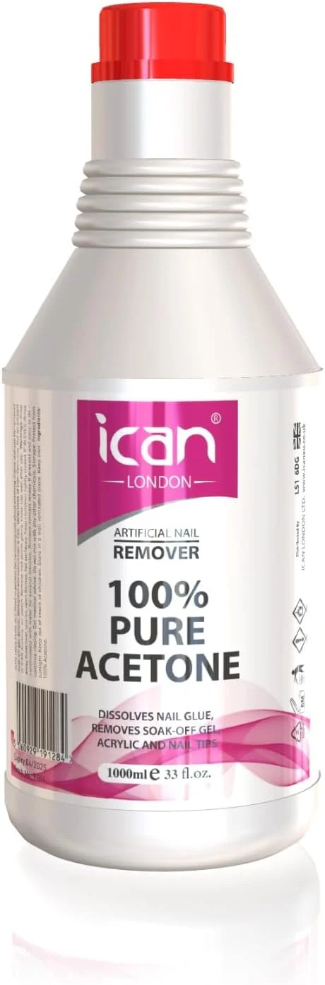 استون خالص 100% آی کن لندن، پاک کننده لاک ناخن و ژل یو وی، حجم 1 لیتر (1000 میلی لیتر) استون خالص 100% آی کن لندن، پاک کننده لاک ناخن و ژل یو وی، حجم 1 لیتر (1000 میلی لیتر)