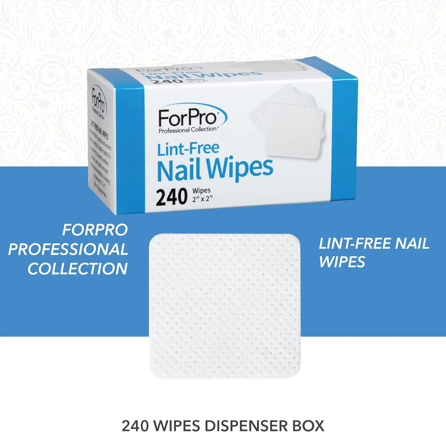 پدهای ناخن بدون پرز مجموعه حرفه ای ForPro، 2" x 2"، پدهای پارچه ای غیر بافته شده برای پاک کردن لاک ناخن، سفید، 240 عدد پدهای ناخن بدون پرز مجموعه حرفه ای ForPro، 2" x 2"، پدهای پارچه ای غیر بافته شده برای پاک کردن لاک ناخن، سفید، 240 عدد
