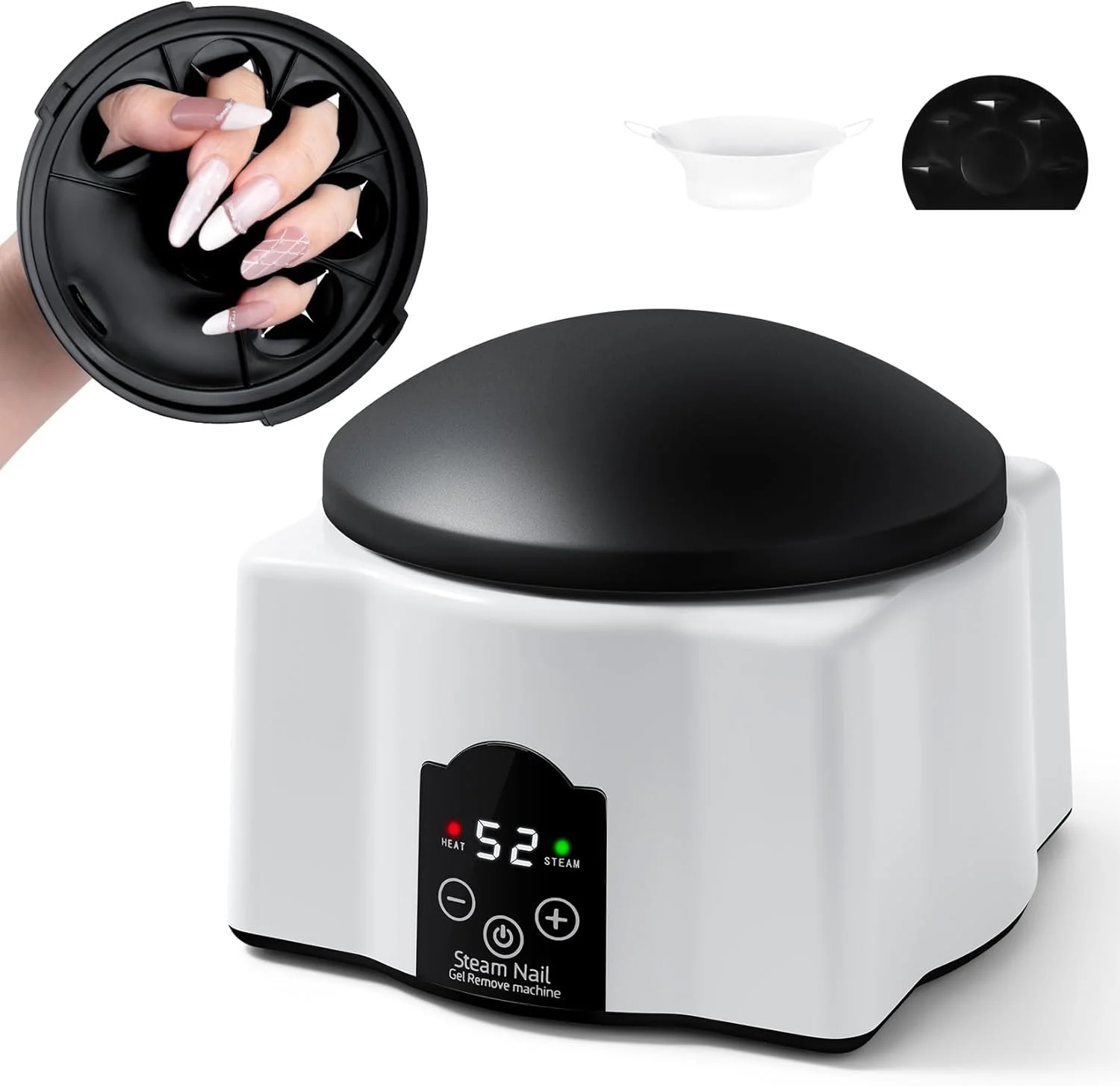 دستگاه بخار برقی پاک کننده لاک ناخن آزونی، مناسب برای ریمو لاک ژل، کاشت و لاک ژل یووی، پاک کننده اتوماتیک و ایمن ناخن برای استفاده در خانه و سالن (سفید) دستگاه بخار برقی پاک کننده لاک ناخن آزونی، مناسب برای ریمو لاک ژل، کاشت و لاک ژل یووی، پاک کننده اتوماتیک و ایمن ناخن برای استفاده در خانه و سالن (سفید)