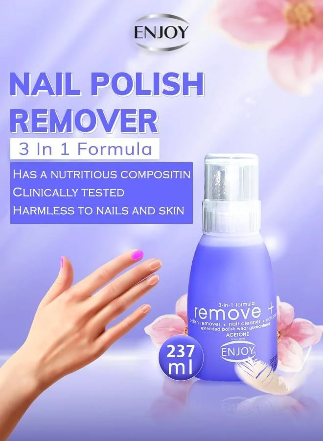 محلول پاک کننده لاک ناخن Enjoy استون 237 میلی لیتر - فرمول با قدرت حرفه ای برای پاک کردن سریع و موثر لاک ناخن، مناسب برای ناخن های طبیعی و مصنوعی محلول پاک کننده لاک ناخن Enjoy استون 237 میلی لیتر - فرمول با قدرت حرفه ای برای پاک کردن سریع و موثر لاک ناخن، مناسب برای ناخن های طبیعی و مصنوعی