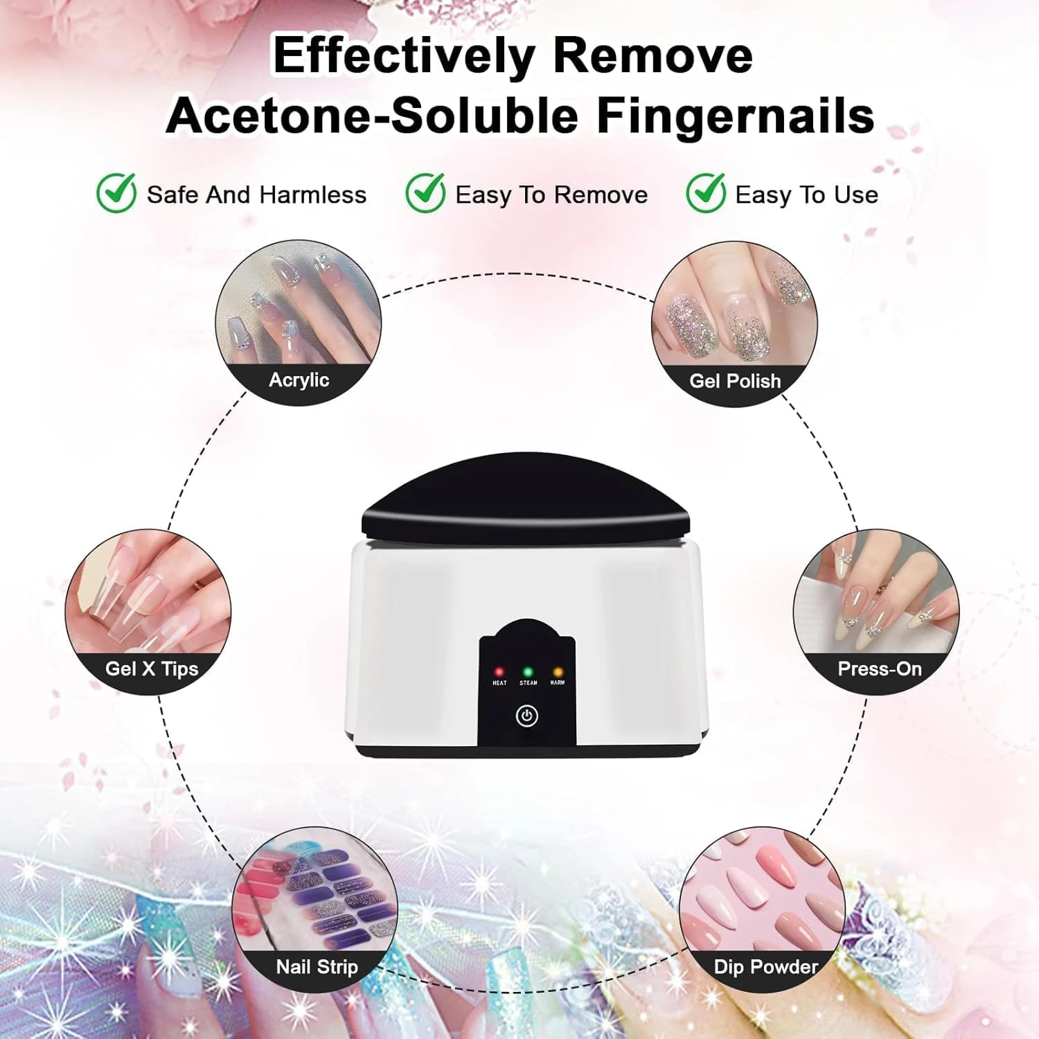 دستگاه بخار برقی پاک کننده لاک ناخن آزونی، مناسب برای ریمو لاک ژل، کاشت و لاک ژل یووی، پاک کننده اتوماتیک و ایمن ناخن برای استفاده در خانه و سالن (سفید) دستگاه بخار برقی پاک کننده لاک ناخن آزونی، مناسب برای ریمو لاک ژل، کاشت و لاک ژل یووی، پاک کننده اتوماتیک و ایمن ناخن برای استفاده در خانه و سالن (سفید)