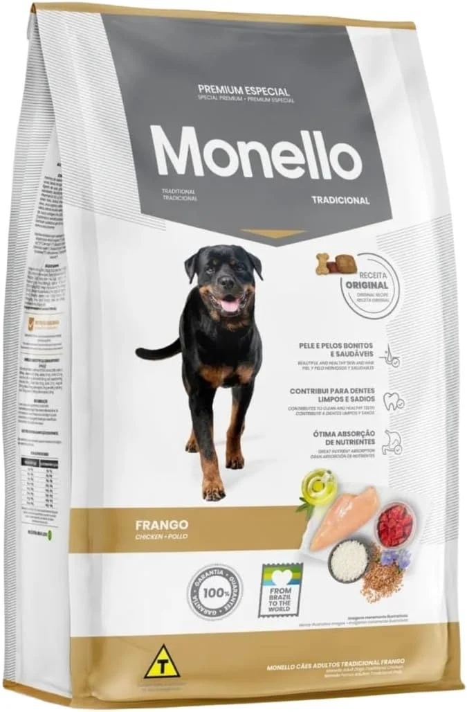 غذای خشک سگ بالغ مونلو مدل Traditional با طعم مرغ (15 کیلوگرم) تغذیه سالم، چند رنگ، غذای خشک سگ بالغ