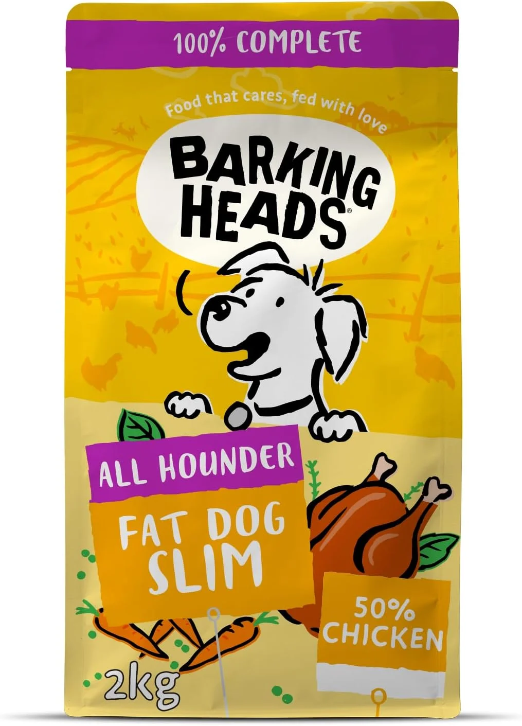 غذای خشک کامل سگ Barking Heads - مرغ لاغر سگ چاق بالغ نژاد All Hounder - مدیریت وزن کم چرب طبیعی برای سگ های دارای اضافه وزن - تایید شده توسط دامپزشک (بسته 1 عددی 2 کیلوگرمی)