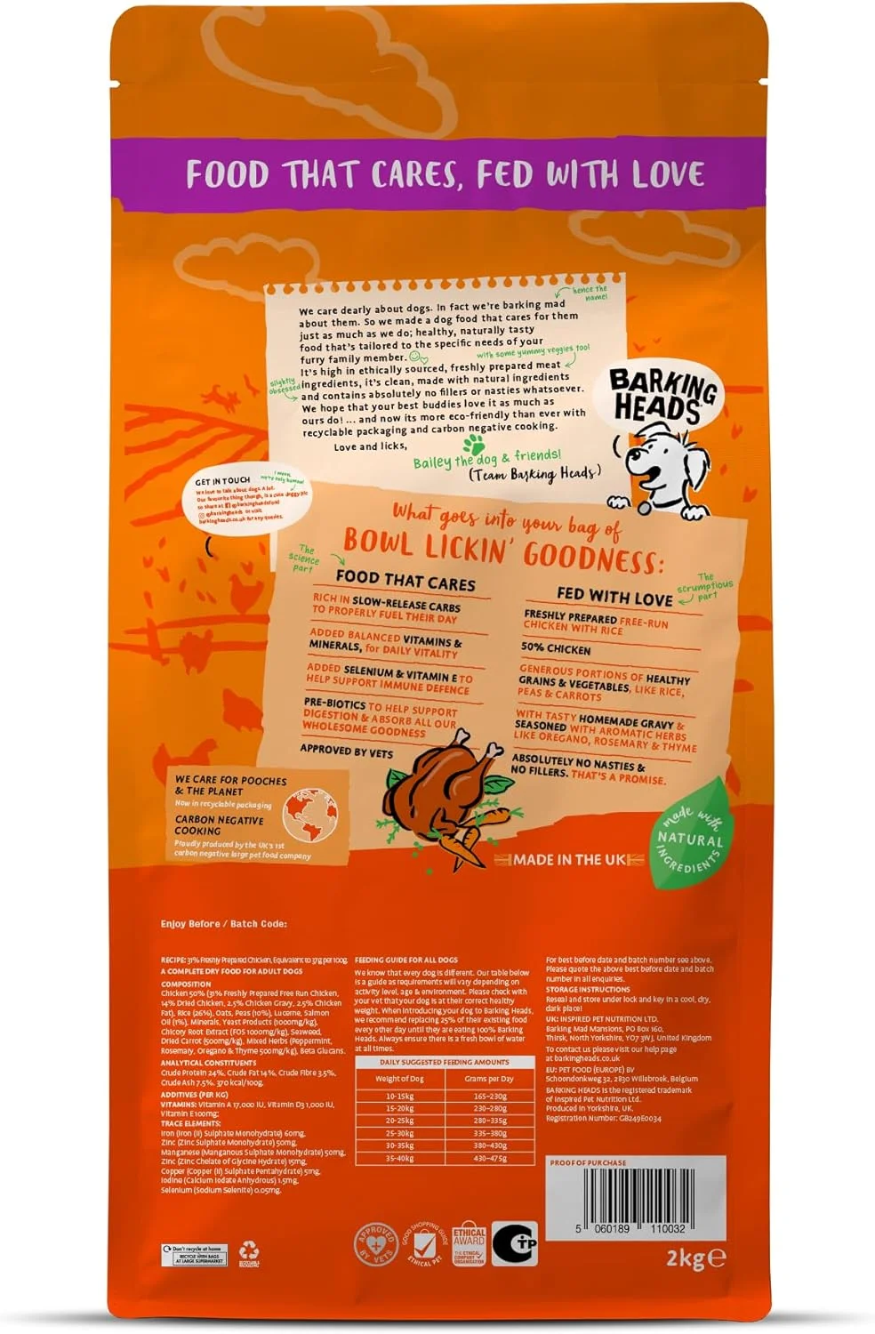 غذای خشک کامل سگ Barking Heads - غذای مرغ مخصوص سگ های بالغ با طعم عالی - تقویت طبیعی ایمنی و نشاط روزانه - تایید شده توسط دامپزشکان (2 کیلوگرم (بسته 1 عددی))