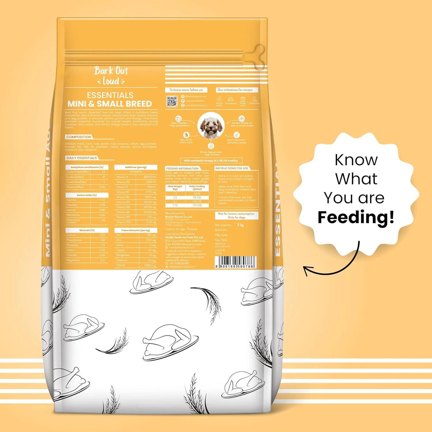 BARK OUT LOUD ESSENTIALS, Vivaldis - غذای خشک سگ بالغ، تغذیه مناسب برای نژادهای مینی و کوچک، پری بیوتیک های مرغ و تخم مرغ، روغن ماهی برای ایمنی (3 کیلوگرم)