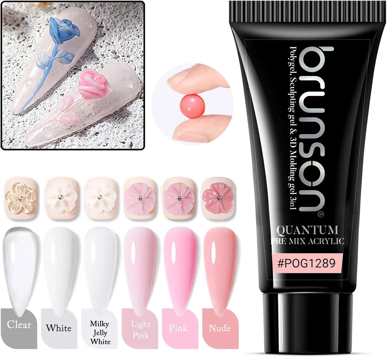 ژل اکریلیک پیش مخلوط کوانتوم برونسون 3 در 1، ژل پولی برای کاشت ناخن، ناخن های ژل اکریلیک، ژل قالب گیری سه بعدی، ژل تقویت کننده ناخن، ژل مجسمه سازی برای کاشت ناخن، ناخن های فرانسوی همه کاره 60 گرم ژل اکریلیک پیش مخلوط کوانتوم برونسون 3 در 1، ژل پولی برای کاشت ناخن، ناخن های ژل اکریلیک، ژل قالب گیری سه بعدی، ژل تقویت کننده ناخن، ژل مجسمه سازی برای کاشت ناخن، ناخن های فرانسوی همه کاره 60 گرم
