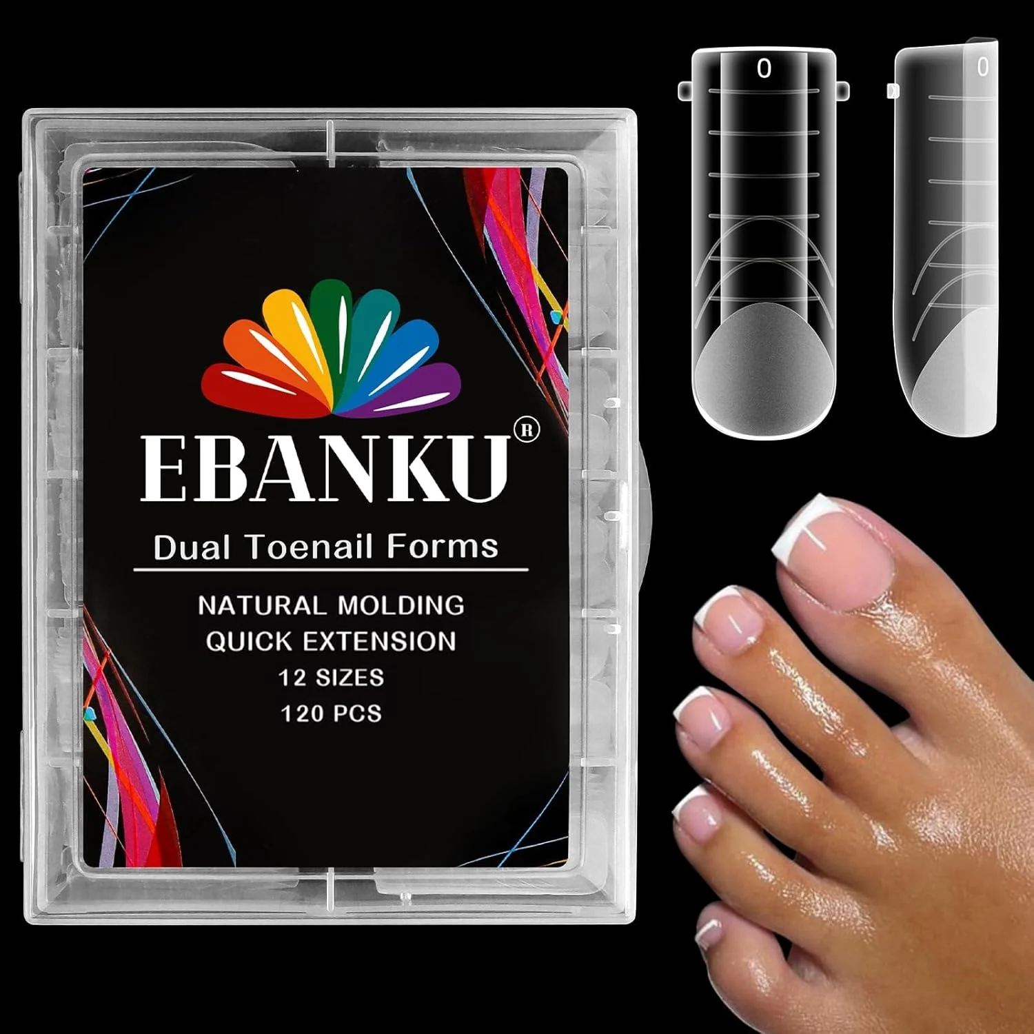EBANKU 120 عدد قالب ناخن پلی ژل برای انگشتان پا، ناخن های نوک مربعی بلند دوتایی برای اکستنشن ناخن پدیکور، ست ناخن انگشت پا پلی ژل، قالب ناخن انگشت پا قابل استفاده مجدد، 12 سایز EBANKU 120 عدد قالب ناخن پلی ژل برای انگشتان پا، ناخن های نوک مربعی بلند دوتایی برای اکستنشن ناخن پدیکور، ست ناخن انگشت پا پلی ژل، قالب ناخن انگشت پا قابل استفاده مجدد، 12 سایز