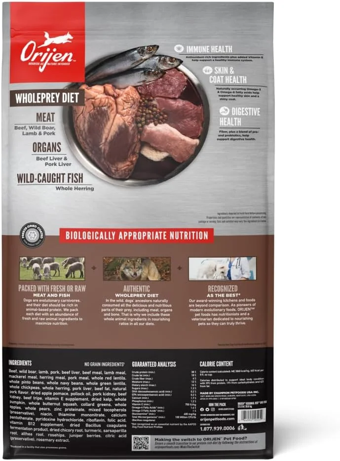 غذای خشک سگ با طعم گوشت قرمز منطقه ای اوریجن، 11.3 کیلوگرم، غذای خشک بدون غلات و پروتئین بالا برای سگ، بسته بندی ممکن است متفاوت باشد غذای خشک سگ با طعم گوشت قرمز منطقه ای اوریجن، 11.3 کیلوگرم، غذای خشک بدون غلات و پروتئین بالا برای سگ، بسته بندی ممکن است متفاوت باشد