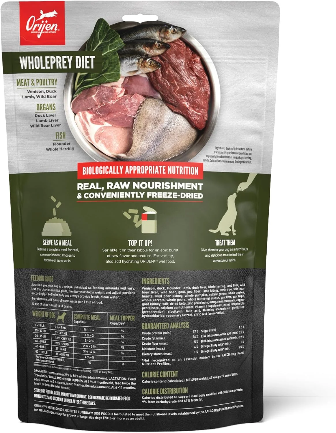 تکه های لذیذ خشک شده انجمادی اوریجن توندرا، 170 گرم