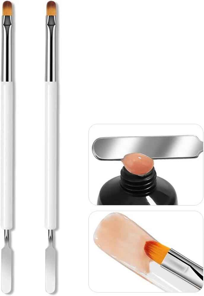 ست 2 عددی برس ناخن برای ژل ناخن - برس پلی ژل دو طرفه 2 در 1 و ابزار انتخاب کننده برای اکستنشن ناخن ژلی DIY ست 2 عددی برس ناخن برای ژل ناخن - برس پلی ژل دو طرفه 2 در 1 و ابزار انتخاب کننده برای اکستنشن ناخن ژلی DIY