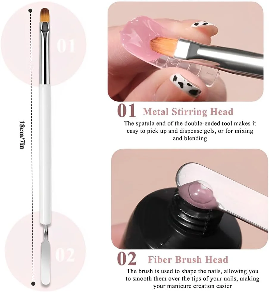 ست 2 عددی برس ناخن برای ژل ناخن - برس پلی ژل دو طرفه 2 در 1 و ابزار انتخاب کننده برای اکستنشن ناخن ژلی DIY ست 2 عددی برس ناخن برای ژل ناخن - برس پلی ژل دو طرفه 2 در 1 و ابزار انتخاب کننده برای اکستنشن ناخن ژلی DIY