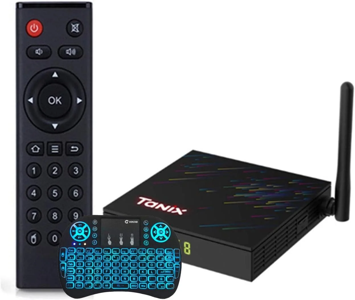 اندروید باکس هوشمند AMITVA 2023 با اندروید 12.0، رم 4 گیگابایت، حافظه داخلی 64 گیگابایت، پشتیبانی از 4K HDR، پردازنده چهار هسته ای Allwinner H618 64 بیتی، وای فای دوگانه 2.4G/5.8Ghz BT4.0 به همراه مینی کیبورد بی سیم، 4GB+32gb