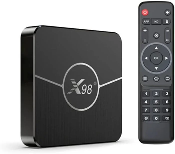اندروید باکس AMITVA مدل TV Box Android 11.0 [4GB 64GB] X98 PLUS 4K Smart TV Box با پردازنده Amlogic S905 X2، وای فای دوگانه 2.4G/5G، پورت 100/1000M، کدک H.265، پورت USB3.0، ست تاپ باکس، 2GB+16GB