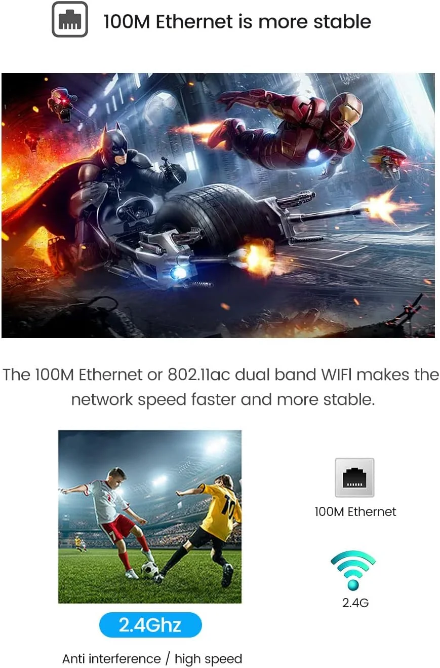 اندروید باکس AMITVA مدل 11.0 با 2 گیگابایت رم، 16 گیگابایت حافظه داخلی، پردازنده چهار هسته‌ای Allwinnerh313 64 بیتی Mali-G31 MP2، وای فای 2.4G/5G، بلوتوث 4.1، USB3.0، نورپردازی رنگارنگ، جعبه تلویزیون هوشمند، 2GB+16GB