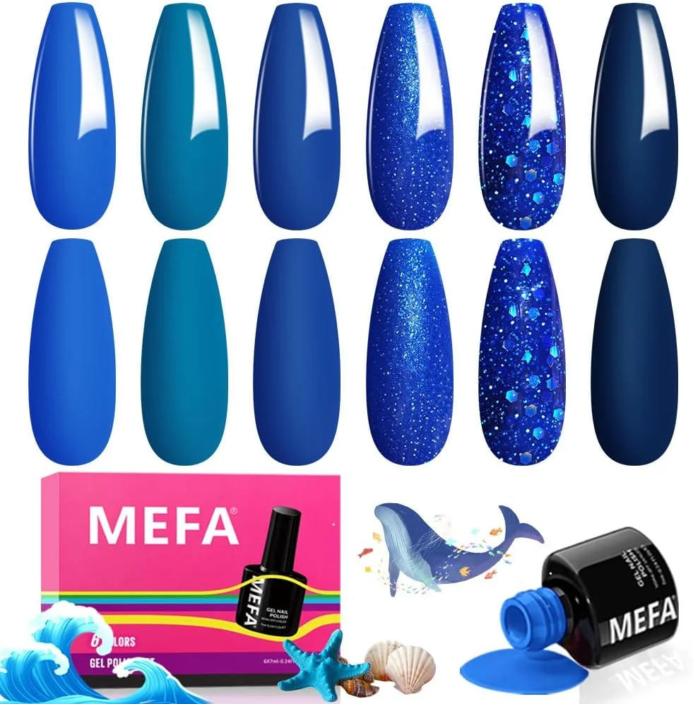 ست لاک ژل آبی MEFA، 6 رنگ سرمه ای نیمه شب، آبی یاقوت کبود، لاک ناخن آبی لاجوردی اکلیلی، سایه های تیره، کیت استارتر، خیساندن، ژل براق، طراحی ناخن، سالن DIY، مانیکور، هدیه تعطیلات برای زنان ست لاک ژل آبی MEFA، 6 رنگ سرمه ای نیمه شب، آبی یاقوت کبود، لاک ناخن آبی لاجوردی اکلیلی، سایه های تیره، کیت استارتر، خیساندن، ژل براق، طراحی ناخن، سالن DIY، مانیکور، هدیه تعطیلات برای زنان