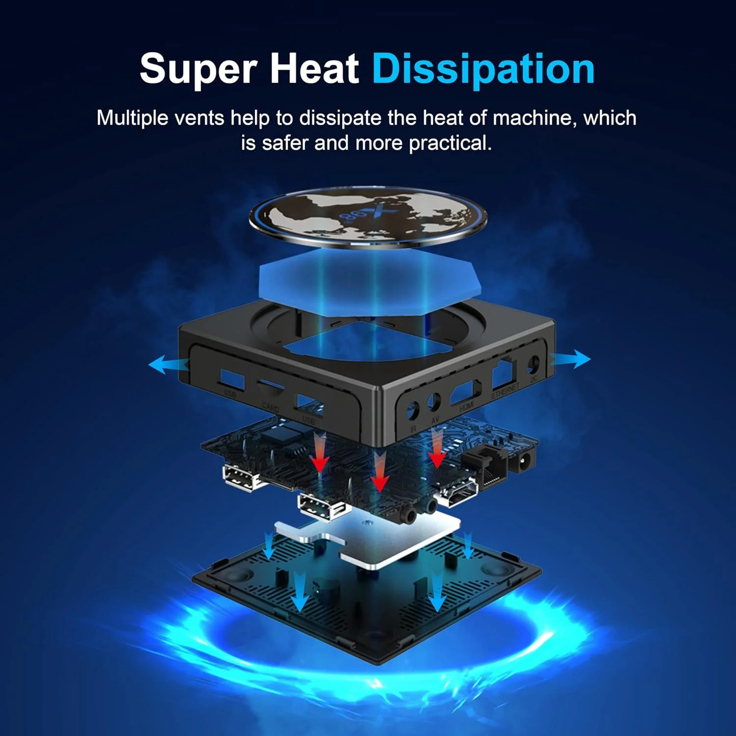 اندروید باکس AMITVA مدل Android 11.0، ست تاپ باکس Amlogic S905X2 با 4 گیگابایت رم و 64 گیگابایت رام، اندروید باکس با شبکه LAN 1000M و وای فای 2.4G/5G با کیفیت 4K/3D/USB 3.0/BT 4.2، اسمارت تی وی باکس، 4GB+64GB