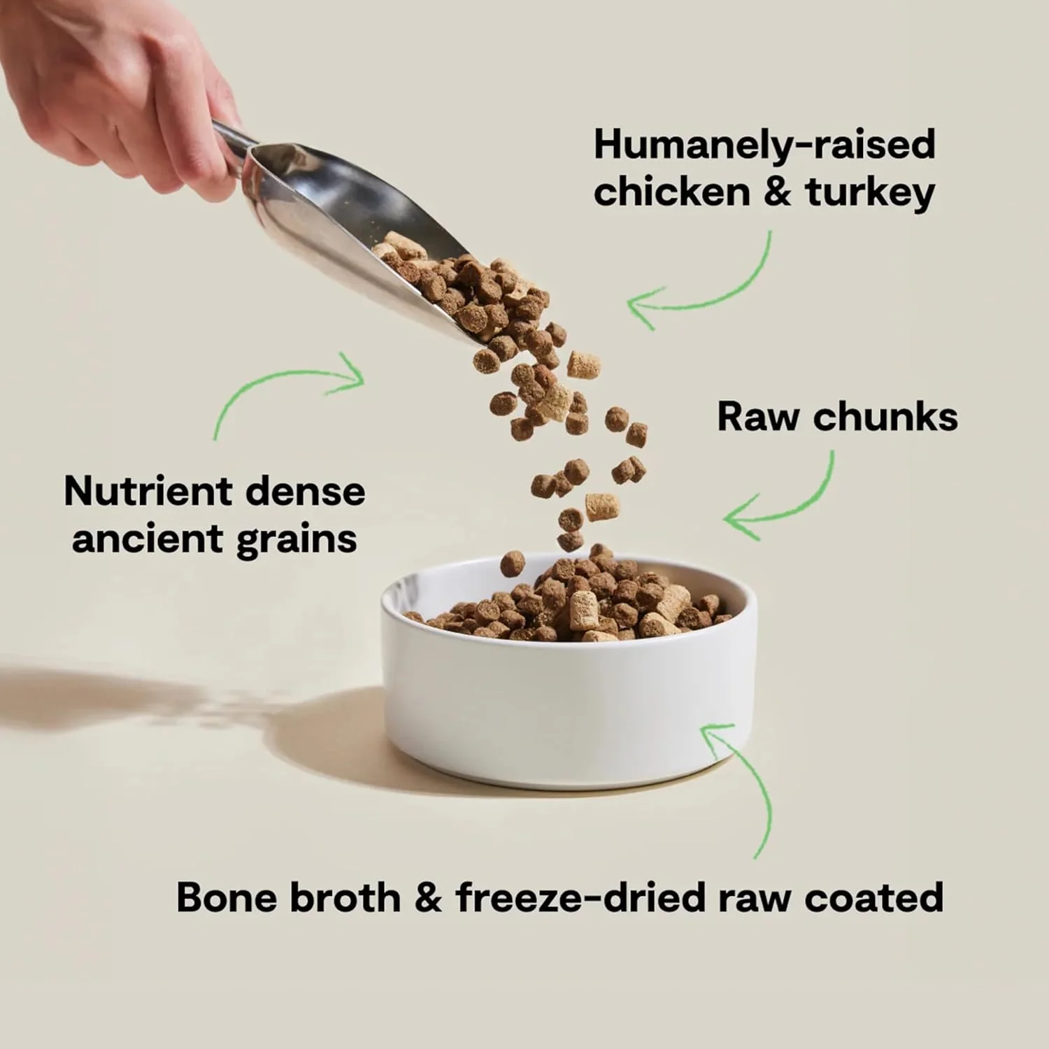 غذای خشک سگ اوپن فارم RawMix با غلات باستانی، کیبل غنی از پروتئین پوشیده شده با آب قلم با تکه های خام خشک شده، مرغ و بوقلمون، دستور پخت Open Prairie، کیسه 20 پوندی