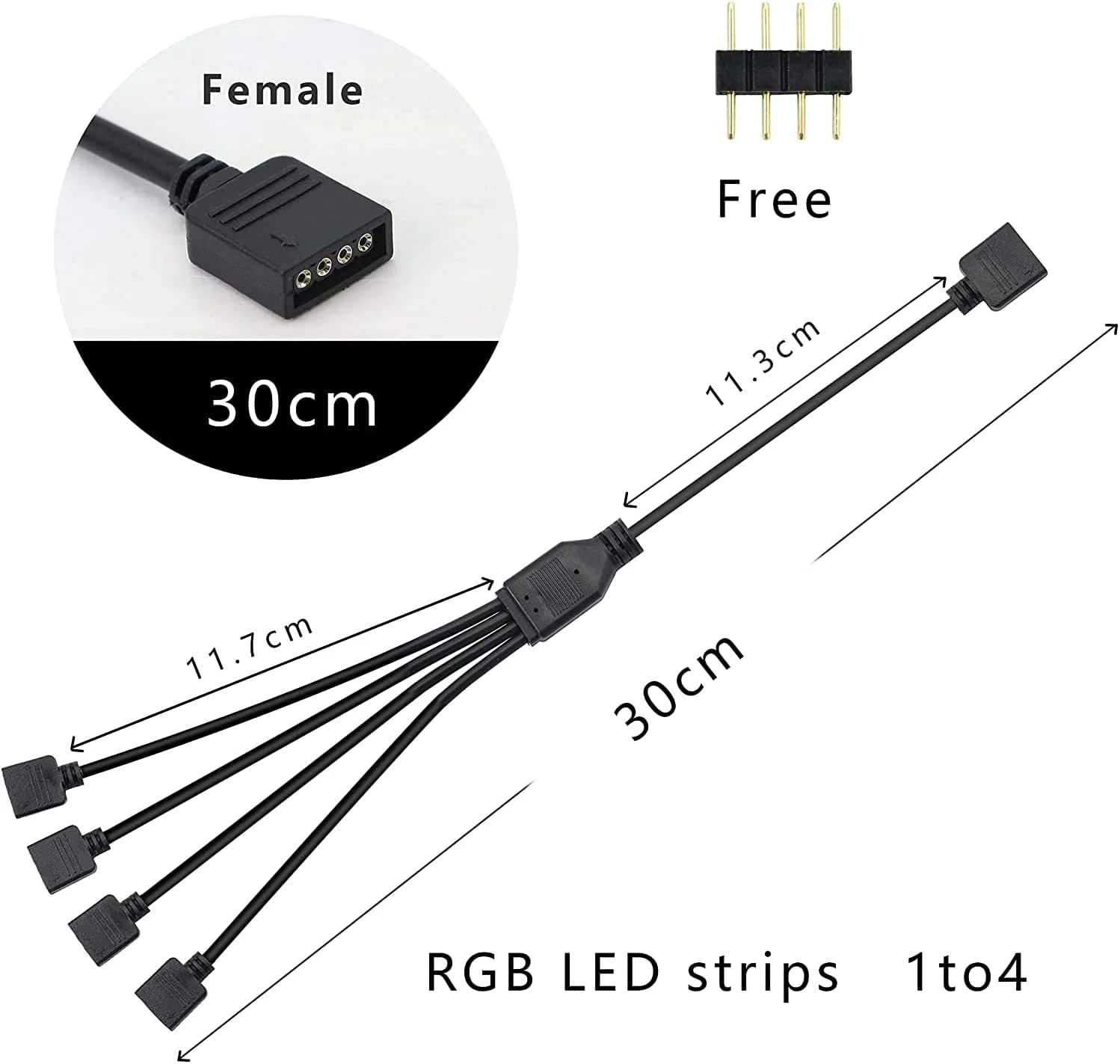 کابل تقسیم کننده RGB چهار پین 12 ولت KASTWAVE، کانکتور نوار LED Y شکل، کابل تقسیم کننده RGB چهار پین 1 به 4 با 4 شاخه نر 4 پین برای نوارهای RGB/LED 5050/3528 (30 سانتی متر) کابل تقسیم کننده RGB چهار پین 12 ولت KASTWAVE، کانکتور نوار LED Y شکل، کابل تقسیم کننده RGB چهار پین 1 به 4 با 4 شاخه نر 4 پین برای نوارهای RGB/LED 5050/3528 (30 سانتی متر)