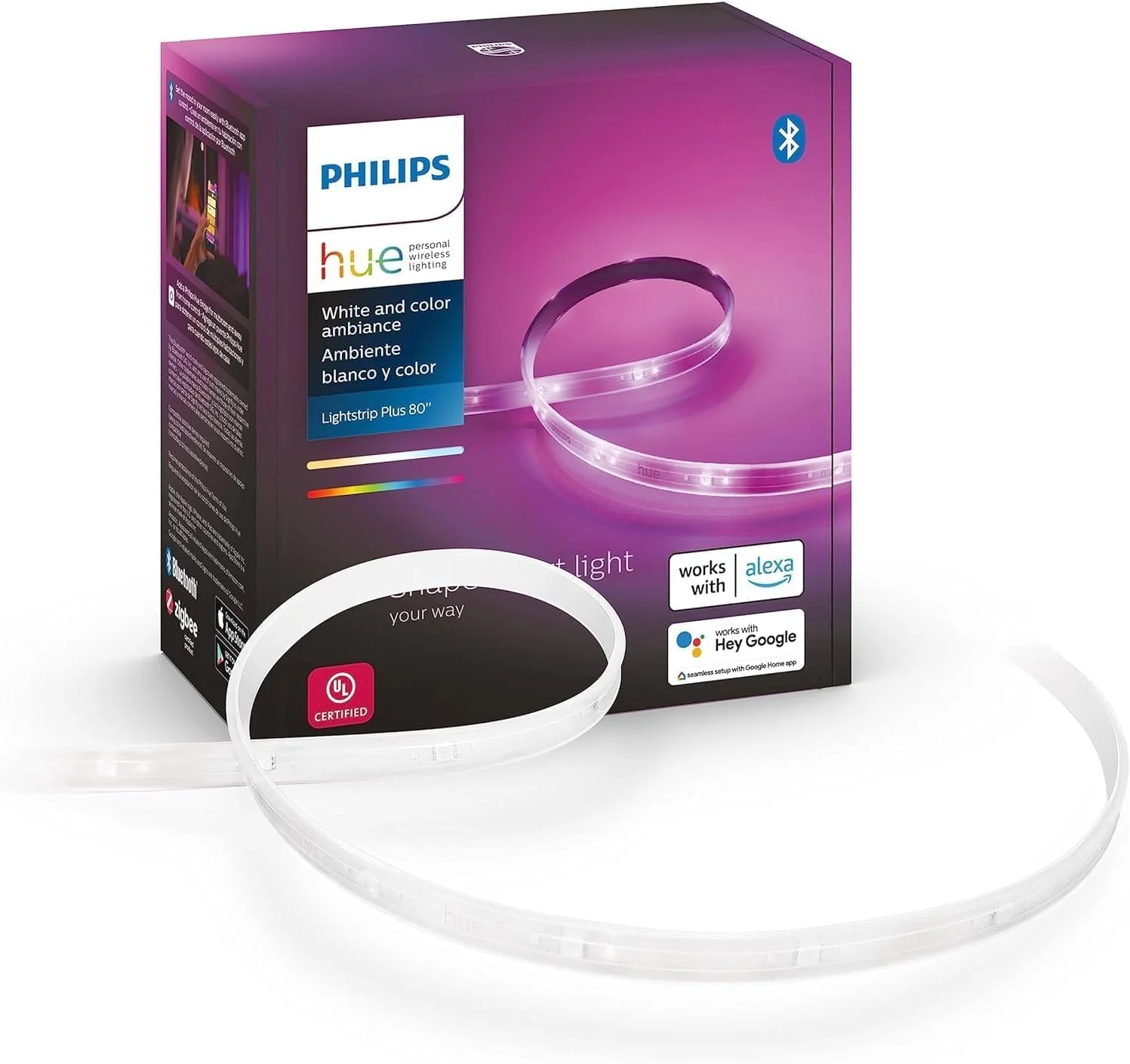 کیت پایه نوار نور LED هوشمند 6 فوتی Philips Hue برای فضای داخلی - جلوه تک رنگ با قابلیت تغییر رنگ - بسته 1 عددی - کنترل با برنامه Hue - سازگار با الکسا، گوگل اسیستنت و اپل هوم کیت