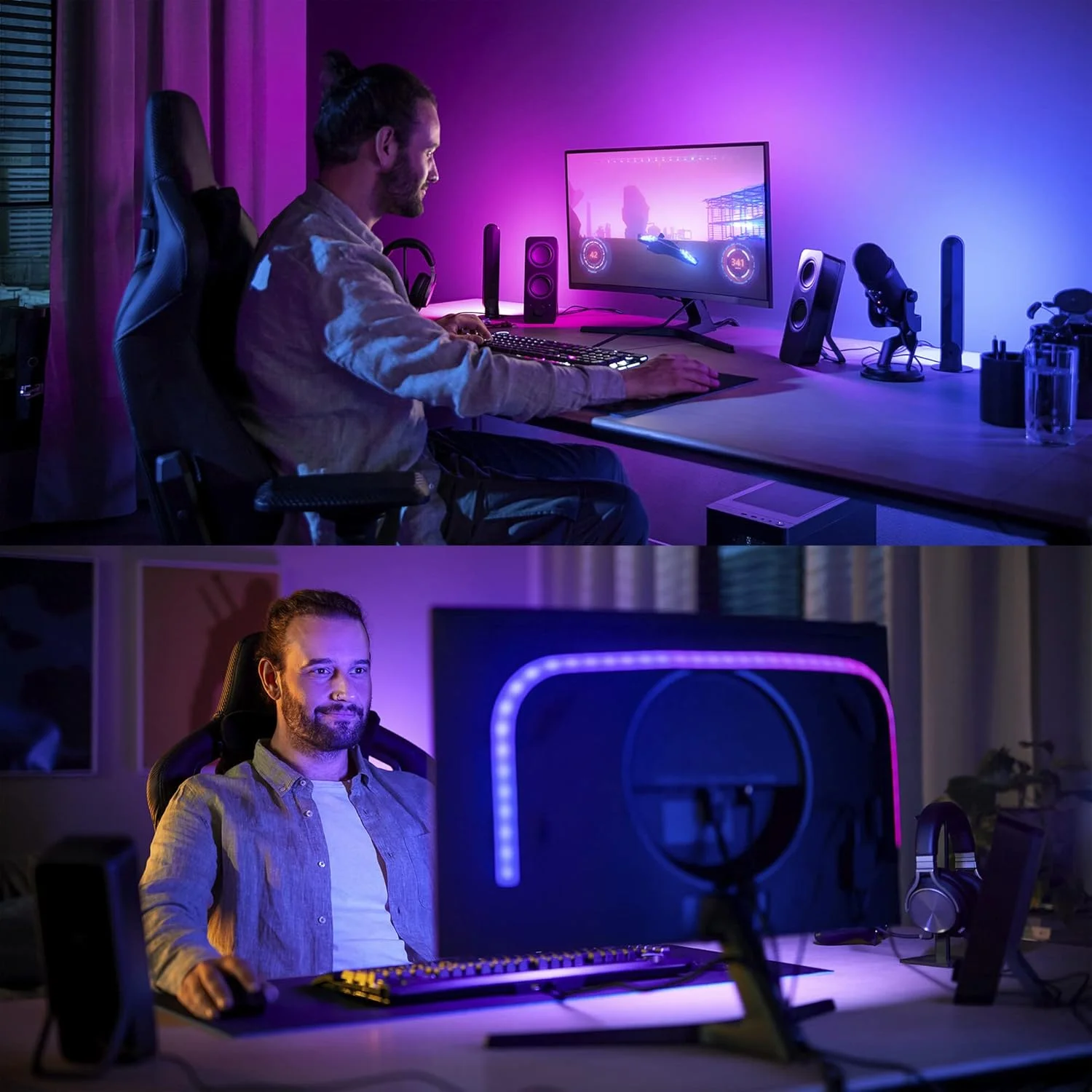 نوار نورپردازی گرادیانی Philips Hue Play برای کامپیوتر [مناسب صفحه نمایش های ۲۴-۲۷ اینچ] نورپردازی هوشمند LED. همگام سازی برای سرگرمی، بازی و رسانه