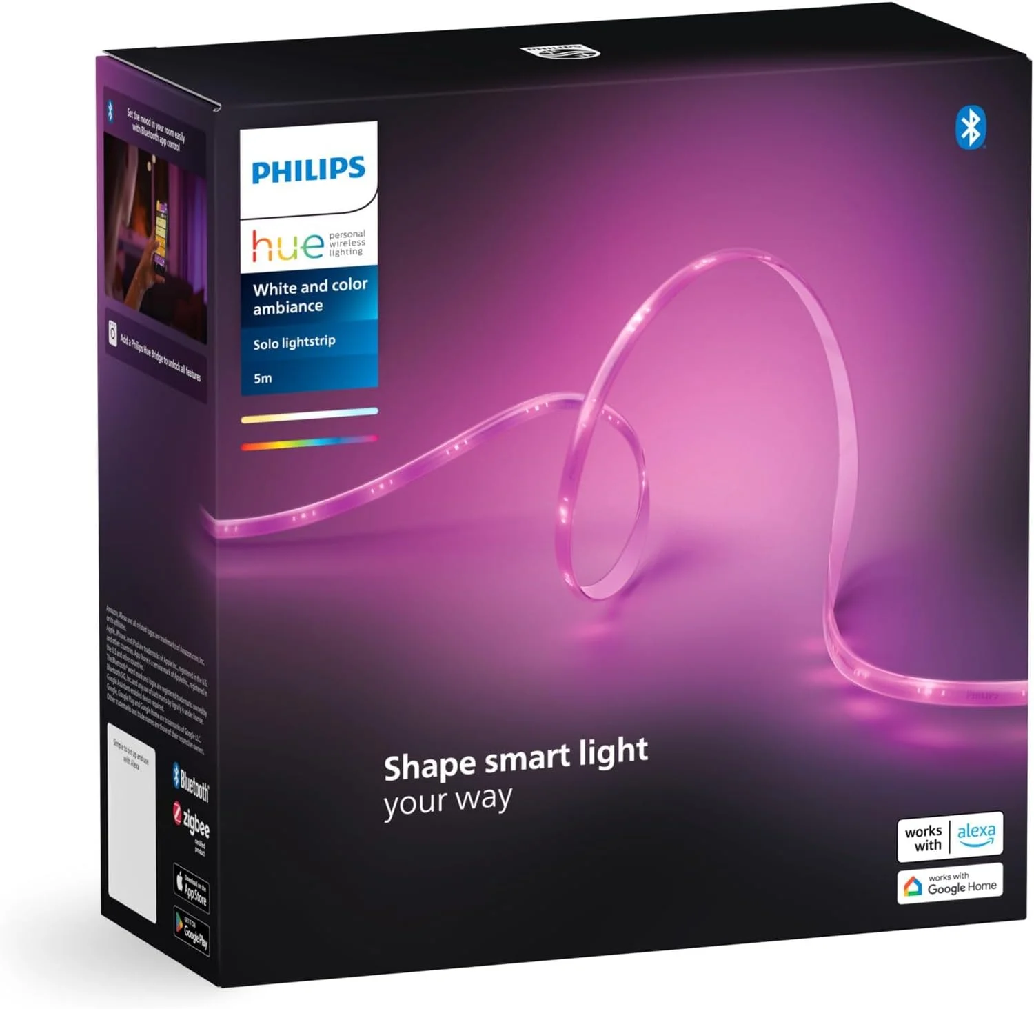 ست پایه نوار نور هوشمند LED فیلیپس Hue Indoor به طول 5 متر، تک بسته، کنترل با برنامه Hue، سازگار با الکسا، گوگل اسیستنت و اپل هوم کیت ست پایه نوار نور هوشمند LED فیلیپس Hue Indoor به طول 5 متر، تک بسته، کنترل با برنامه Hue، سازگار با الکسا، گوگل اسیستنت و اپل هوم کیت