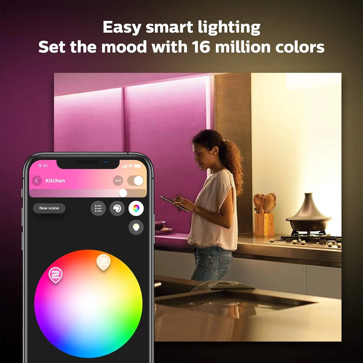 کیت پایه نوار نور 2 متری Philips 929002269105 Hue Uae Lightstrip Plus V4 با قابلیت تغییر رنگ سفید و رنگی، سازگار با بلوتوث و ZigBee، Bridge اختیاری، کار با الکسا و دستیار گوگل کیت پایه نوار نور 2 متری Philips 929002269105 Hue Uae Lightstrip Plus V4 با قابلیت تغییر رنگ سفید و رنگی، سازگار با بلوتوث و ZigBee، Bridge اختیاری، کار با الکسا و دستیار گوگل