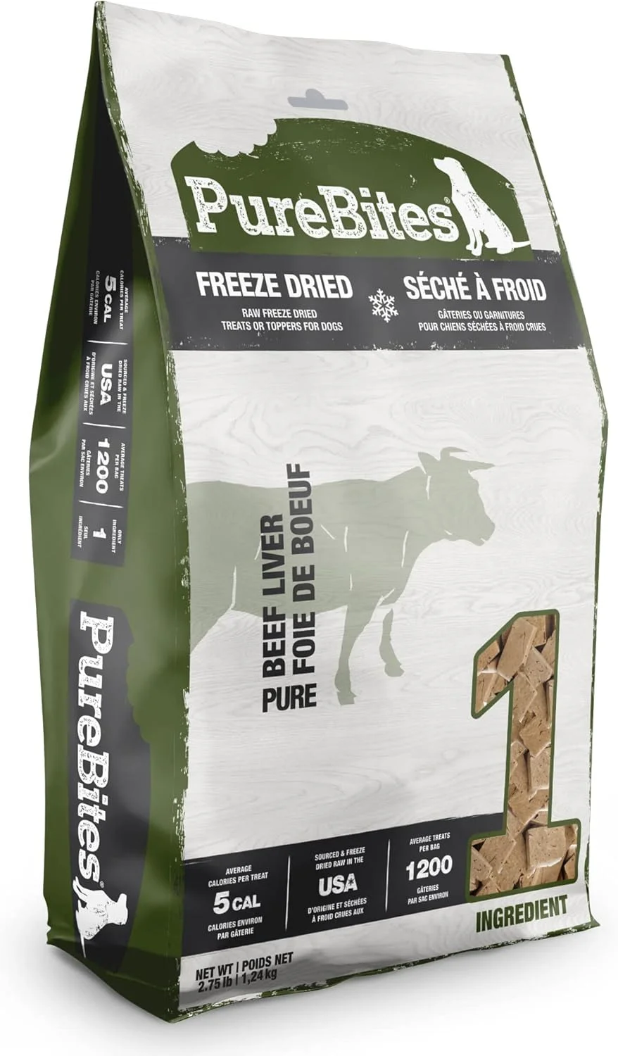 تشویقی سگ PureBites گوشت گاو خشک شده، تک ماده تشکیل دهنده، ساخت آمریکا، 44oz