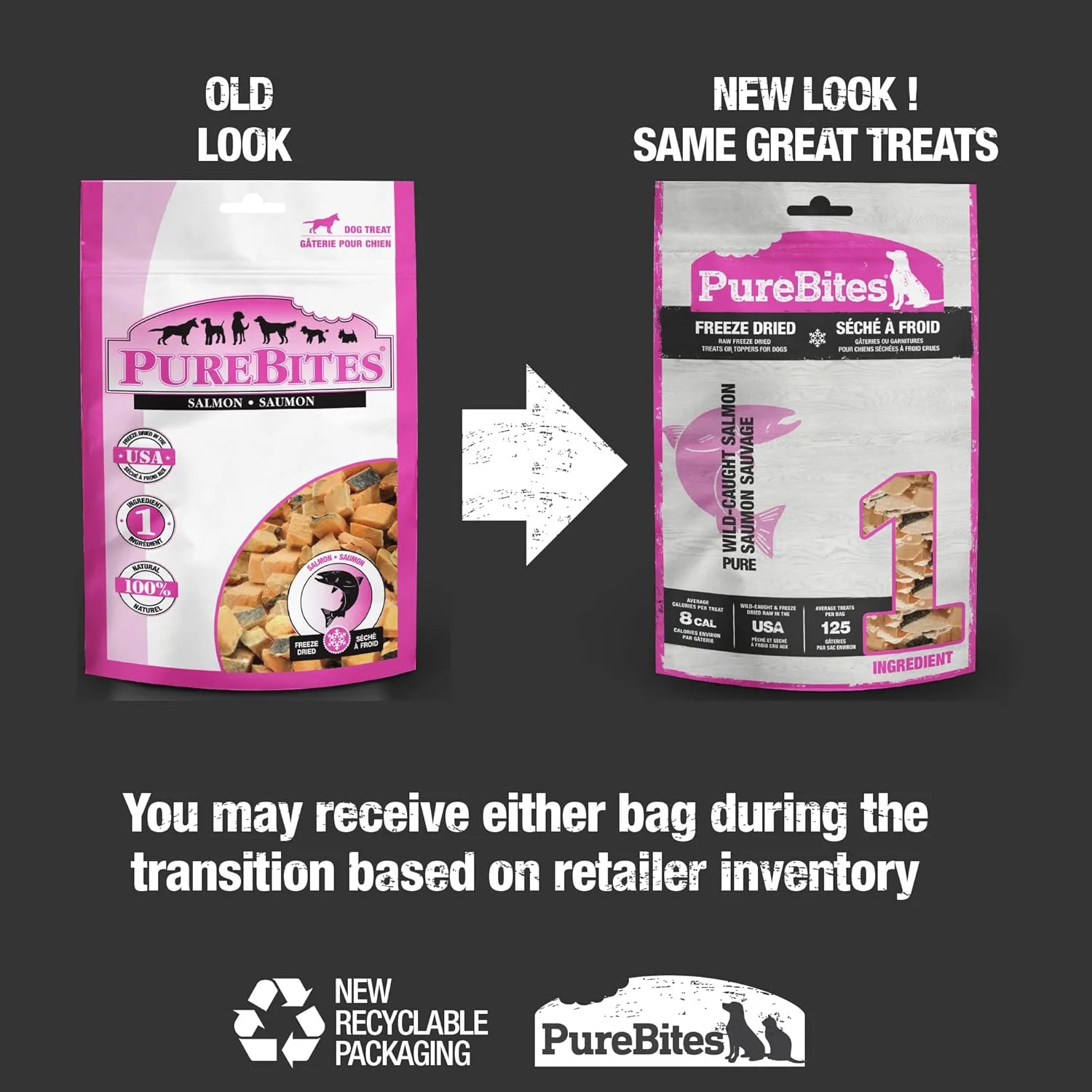 تشویقی سگ سالمون خشک شده PureBites، ۷۰ گرمی | تک ماده تشکیل دهنده | ساخت آمریکا (بسته بندی ممکن است متفاوت باشد)