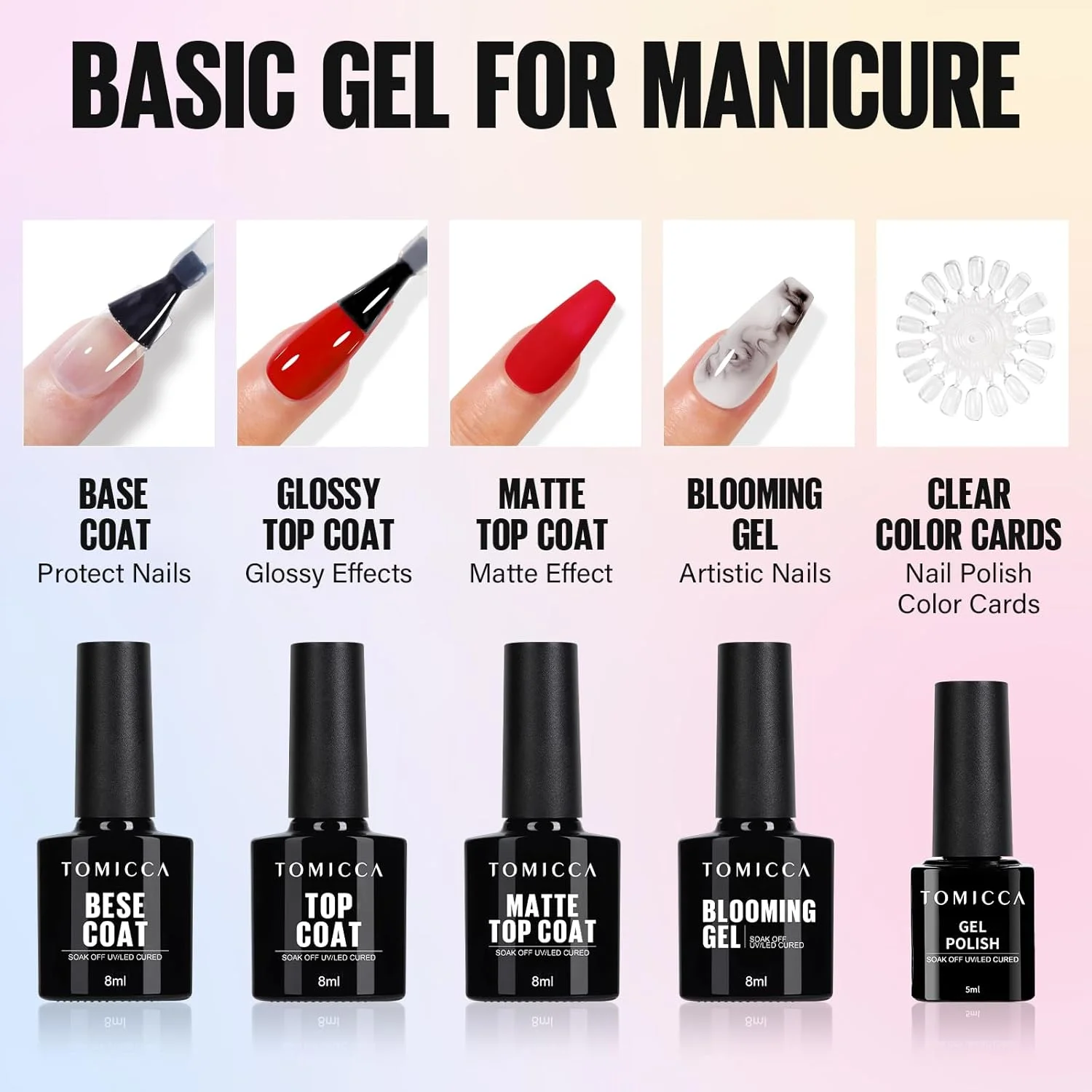ست لاک ژل 40 عددی TOMICCA، شامل 36 لاک ژل و 4 عدد بیس کت و تاپ کت به همراه ژل بلومینگ و نمایشگر ناخن گرد، مناسب برای سالن های ناخن و کیت مانیکور خانگی ست لاک ژل 40 عددی TOMICCA، شامل 36 لاک ژل و 4 عدد بیس کت و تاپ کت به همراه ژل بلومینگ و نمایشگر ناخن گرد، مناسب برای سالن های ناخن و کیت مانیکور خانگی