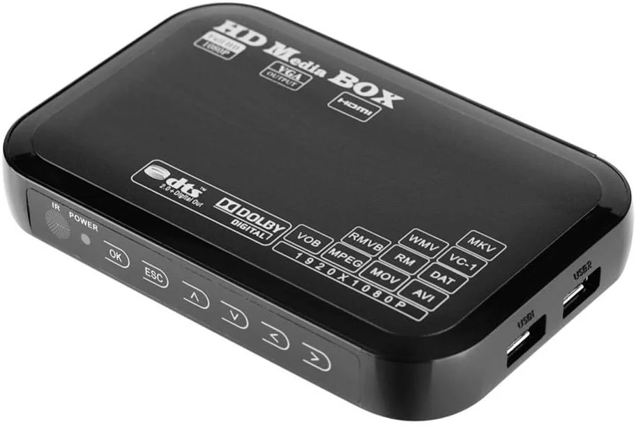 پخش کننده رسانه ای مینی Bewinner Full HD با ولتاژ 110-240 ولت، پخش کننده رسانه ای 1080P، پشتیبانی از تمامی فیلم ها با فرمت اصلی HD، پشتیبانی از USB MMC RMVB MP3 AVI MKV (EU)