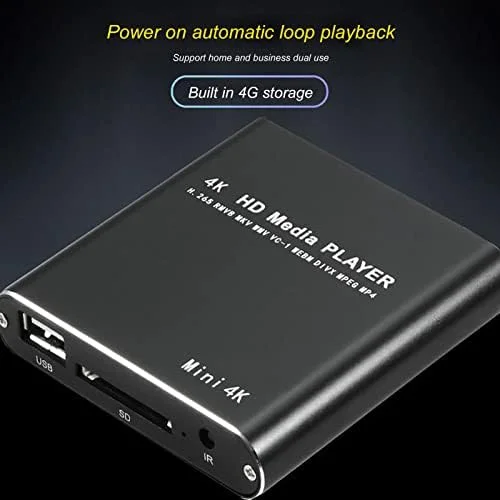 پخش کننده چند رسانه ای قابل حمل 4K Bewinner، پخش کننده چند رسانه ای مینی HD 1080P HD AV USB HDMI با کنترل از راه دور، پخش کننده دیجیتال RMVB MKV RM MP4، پشتیبانی تا 5000G