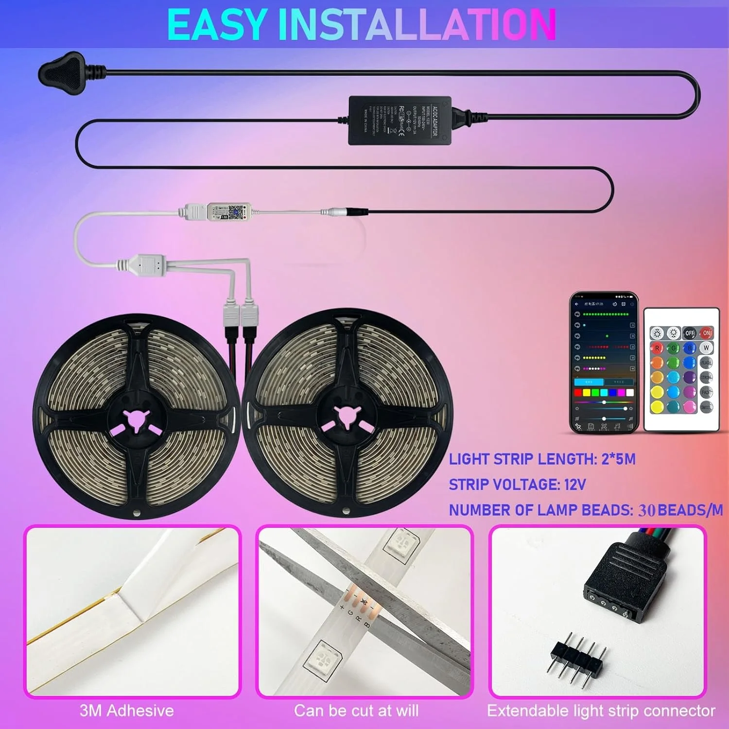 نوار نور ال ای دی هوشمند بلوتوثی SKY-TOUCH به طول 10 متر، RGB همگام با موسیقی، کنترل از راه دور، نورپردازی طنابی رنگارنگ برای دکوراسیون منزل، آشپزخانه، اتاق خواب، هتل، بار فضای باز، باغ و تزئین میز نوار نور ال ای دی هوشمند بلوتوثی SKY-TOUCH به طول 10 متر، RGB همگام با موسیقی، کنترل از راه دور، نورپردازی طنابی رنگارنگ برای دکوراسیون منزل، آشپزخانه، اتاق خواب، هتل، بار فضای باز، باغ و تزئین میز