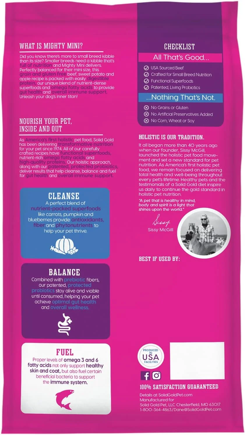 غذای خشک سگ نژاد کوچک Solid Gold با تکه های کوچک – گوشت گاو واقعی، بدون غلات، بدون گلوتن، فیبر بالا با پروبیوتیک برای سلامت روده و حمایت از هضم – غذای سالم برای سگ در تمام سنین – 11 پوند