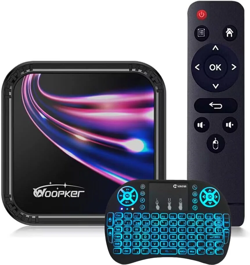 اندروید باکس تلویزیون CHROX 13.0 - اسمارت تی وی باکس 4 گیگابایت رم 32 گیگابایت حافظه داخلی، وای فای دو بانده، پردازنده RK3528 با پشتیبانی از پخش هوشمند 8K HDR همراه با کیبورد، بلوتوث 4.1، ست تاپ باکس H.265، 2 گیگابایت رم + 16 گیگابایت حافظه داخلی